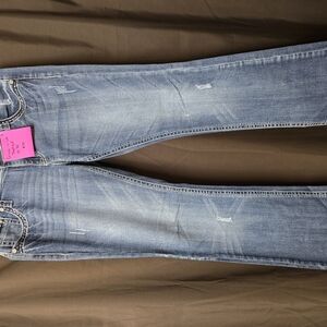 Grace in LA Blue Boot Cut Jeans with Distressed Look